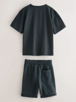 Noir - smALLSAINTS Biggy ensemble t-shirt et short en molleton oversize