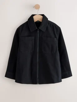 Noir - Surchemise zippée brossée (3-16ans)