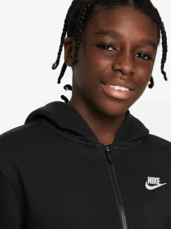 Noir - Sweat à capuche Nike Club zippé en polaire