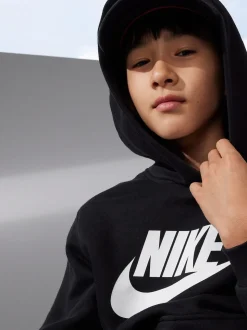 Noir - Sweat à capuche Nike Club polaire avec logo