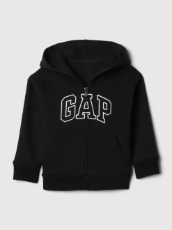 Noir - Sweat à capuche zippé à logo Gap décontracté (6mois à5ans)