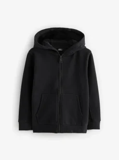 Noir - Sweat à capuche zippé (3-16ans)