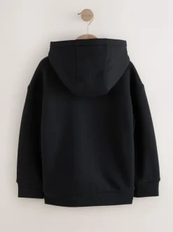 Noir - Sweat à capuche zippé en polaire Borg (3-16ans)