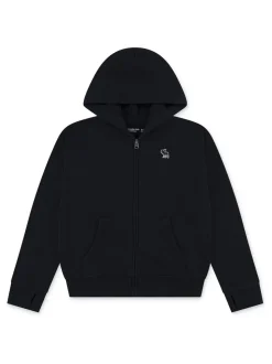 Noir - Sweat à capuche zippé avec logo Abercrombie & Fitch