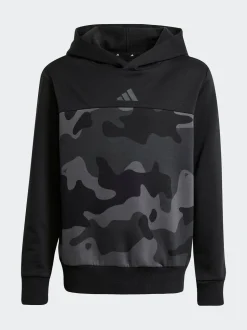 Noir - Sweat-shirt à capuche adidas Essentials camouflage en polaire pour enfant
