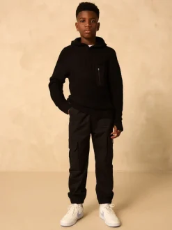 Noir - Sweat-shirt à capuche en maille utilitaire (3-16ans)