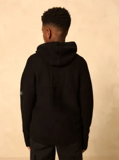 Noir - Sweat-shirt à capuche en maille utilitaire (3-16ans)