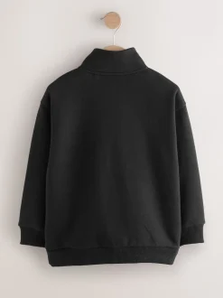 Noir - Sweat-shirt à col zippé (3-16ans)