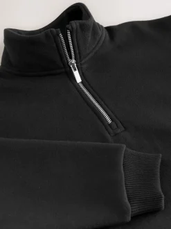Noir - Sweat-shirt à col zippé (3-16ans)