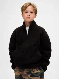 Noir - Sweat-shirt à enfiler semi-zippé avec Logo Gap Sherpa (4-13ans) (4-13ans)