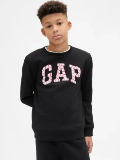 Noir - Sweat-shirt graphique Gap à col rond (4-13ans)