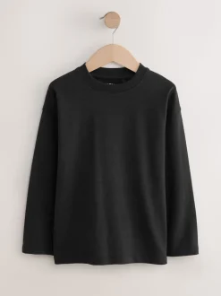 Noir - T-shirt confortable à manches longues (3-16 ans)