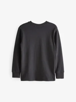 Noir - T-shirt confortable à manches longues (3-16 ans)