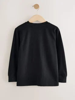 Noir - T-shirt confortable à manches longues (3-16 ans)