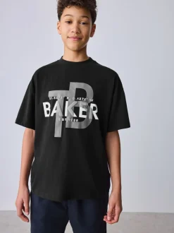 Noir - T-shirt graphique oversize Baker by Ted Baker