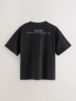 Noir - T-shirt graphique oversize Baker by Ted Baker