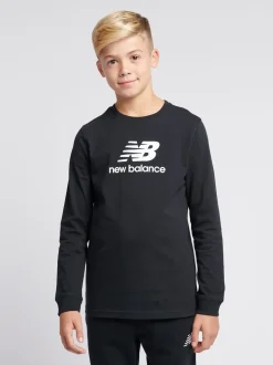 Noir - T-shirt New Balance New Balance manches longues en jersey à logo empilé pour enfant
