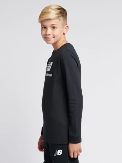 Noir - T-shirt New Balance New Balance manches longues en jersey à logo empilé pour enfant