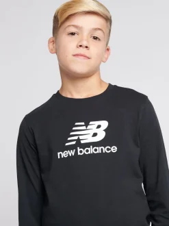 Noir - T-shirt New Balance New Balance manches longues en jersey à logo empilé pour enfant