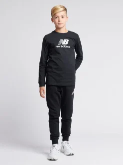 Noir - T-shirt New Balance New Balance manches longues en jersey à logo empilé pour enfant