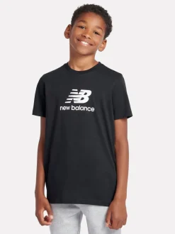 Noir - T-shirt New Balance en jersey à logo en coton empilé