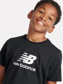 Noir - T-shirt New Balance en jersey à logo en coton empilé