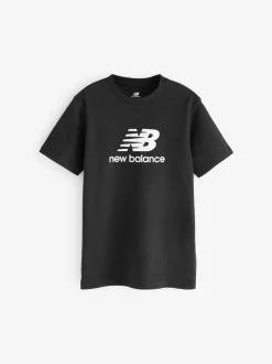 Noir - T-shirt New Balance en jersey à logo en coton empilé