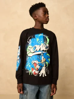 Noir - T-shirt Sonic à manches longues (3-16ans)