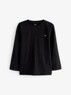 Noir - T-shirt uni à manches longues (3mths-7yrs)