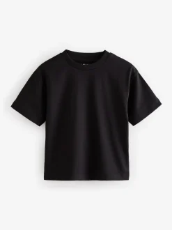Noir - T-shirt uni Manches courtes (3mths-7yrs)