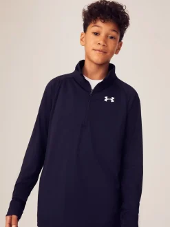 Noir - Under Armour Youth Tech 2.0 1/2 Sweatshirt zippé