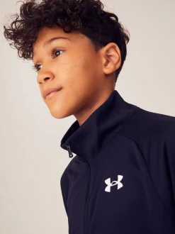 Noir - Under Armour Youth Tech 2.0 1/2 Sweatshirt zippé