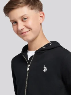 Noir - U.S. Polo Assn. Sweat-shirt à capuche zippé Double Horsemen