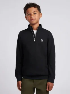 Noir - U.S. Polo Assn. Sweat-shirt Double Horsemen ¼ zippé