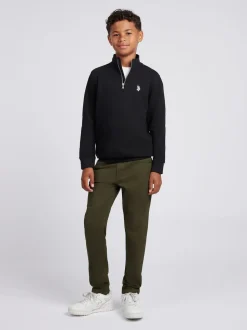 Noir - U.S. Polo Assn. Sweat-shirt Double Horsemen ¼ zippé