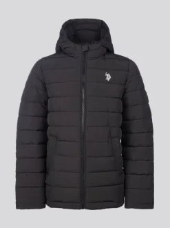 Noir - U.S. Polo Assn. Veste légère à capuche Courtepointe pour garçons