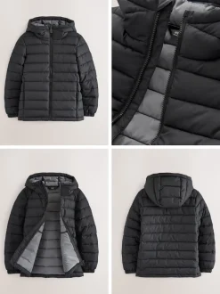 Noir - Veste matelassée à capuche de poids moyen (3-17ans)