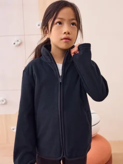 Noir - Veste polaire zippée avec poches (3-16ans)