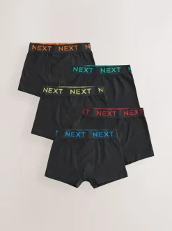 Noir avec taille de couleur contrastante - Lot de 5 boxers (1.5-16ans)