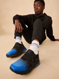 Noir Bleu Ombre - Entraîneurs en dentelle élastique