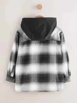 Noir et blanc - Chemise à manches longues à carreaux à capuche (3-16ans)