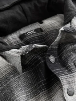 Noir et blanc - Chemise à manches longues à carreaux à capuche (3-16ans)