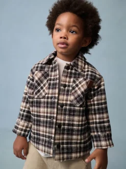 Noir et blanc - Veste-chemise à carreaux doublée de peau de mouton (3mois7ans)