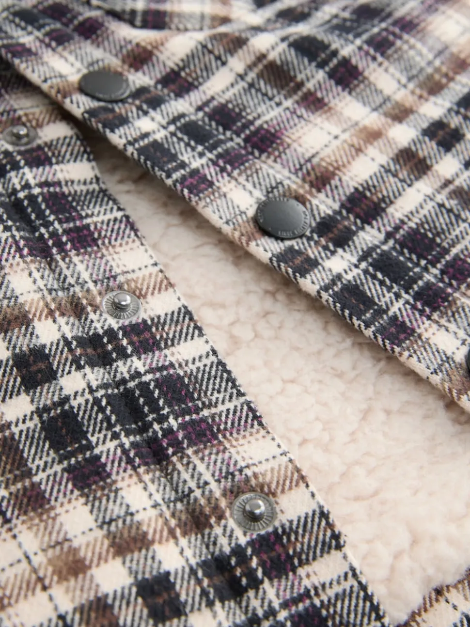 Noir et blanc - Veste-chemise à carreaux doublée de peau de mouton (3mois7ans)