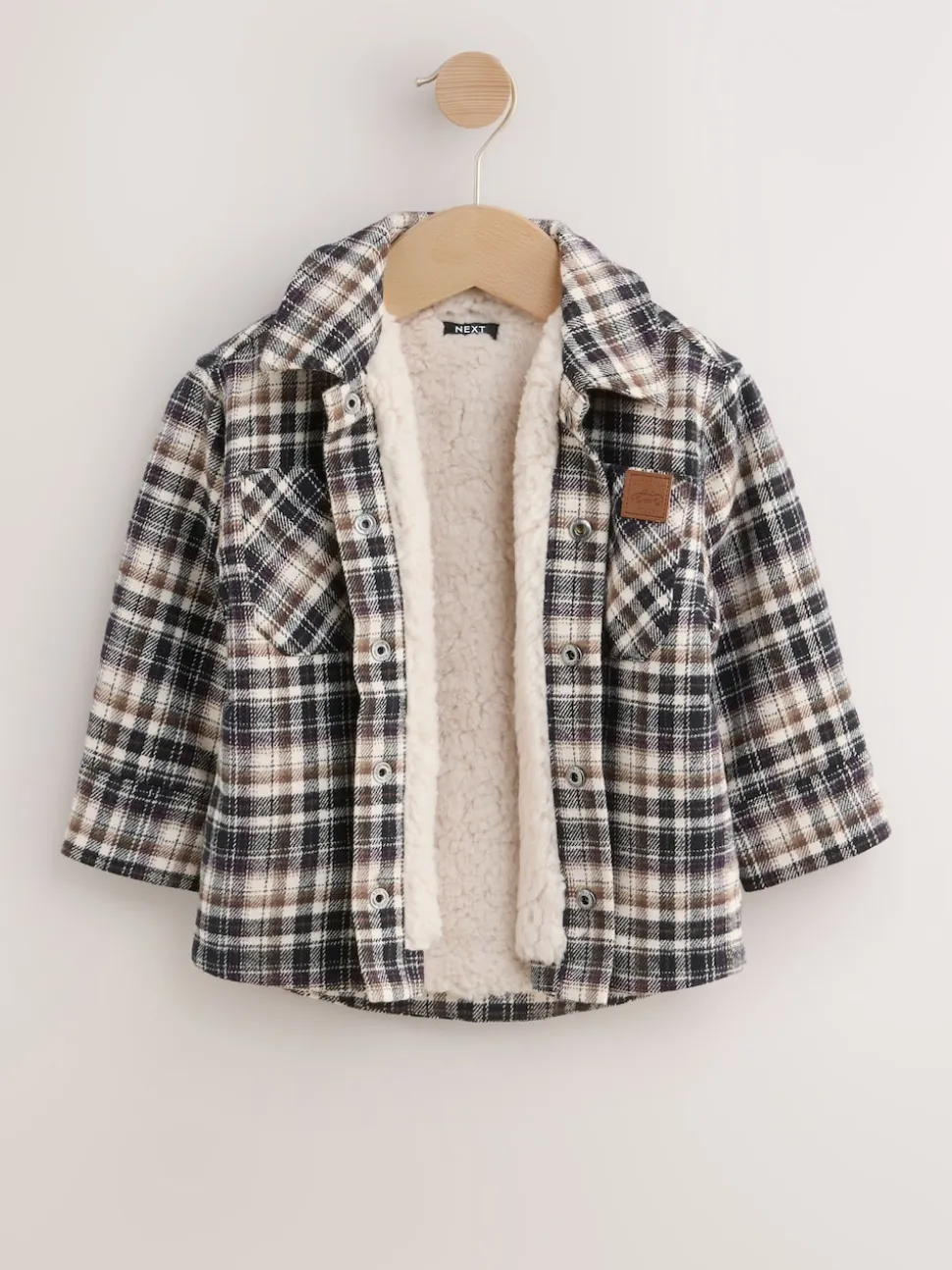 Noir et blanc - Veste-chemise à carreaux doublée de peau de mouton (3mois7ans)