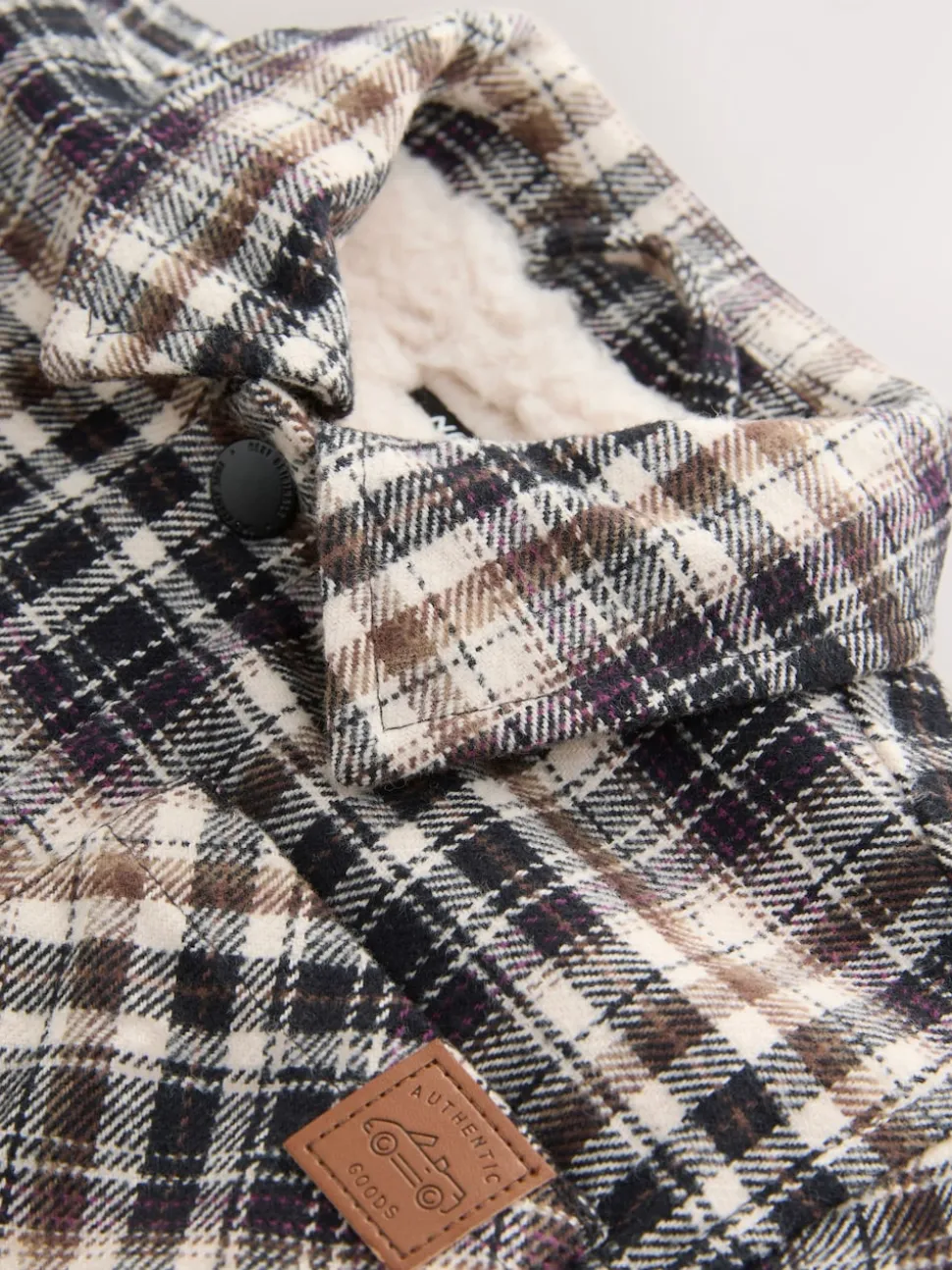 Noir et blanc - Veste-chemise à carreaux doublée de peau de mouton (3mois7ans)