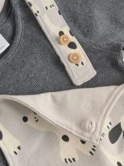 Noir et blanc chien - Ensemble salopette et body bébé en jersey (0 mois-2 ans)