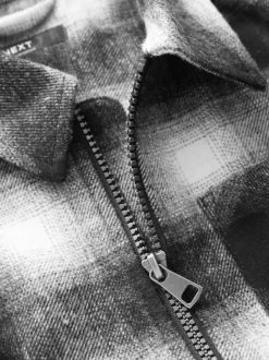 Noir et blanc monochromes - Surchemise zippée à carreaux (3-16ans)