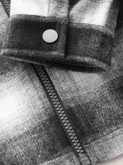 Noir et blanc monochromes - Surchemise zippée à carreaux (3-16ans)