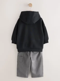 Noir et gris imprimé - Ensemble Jogging à capuche et charpentier (3mths-7yrs)